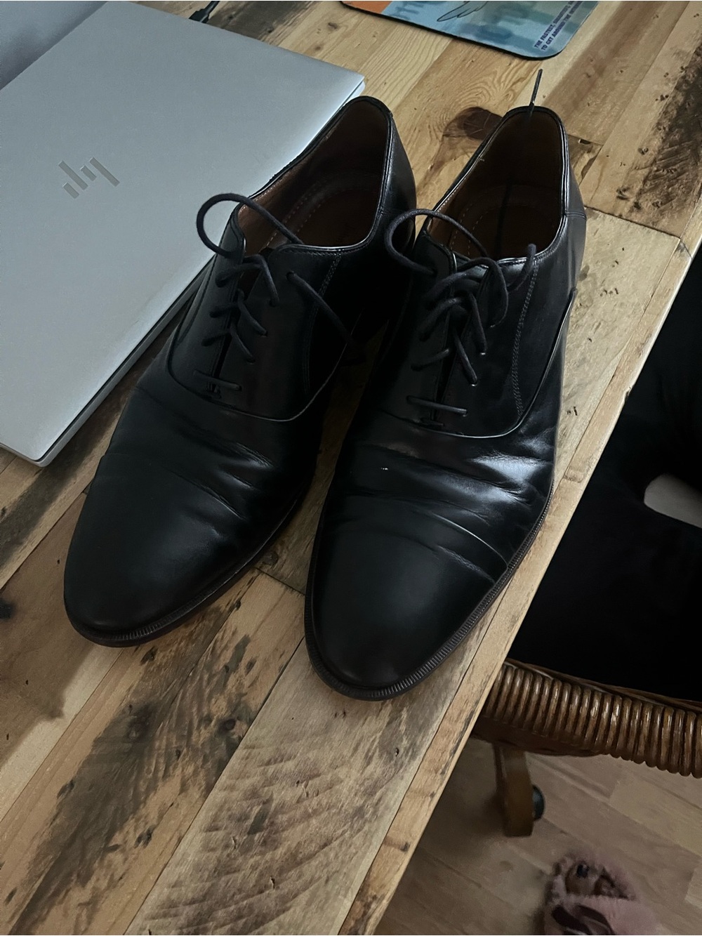 Johnston & Murphy Black Leather Derby Oxfords